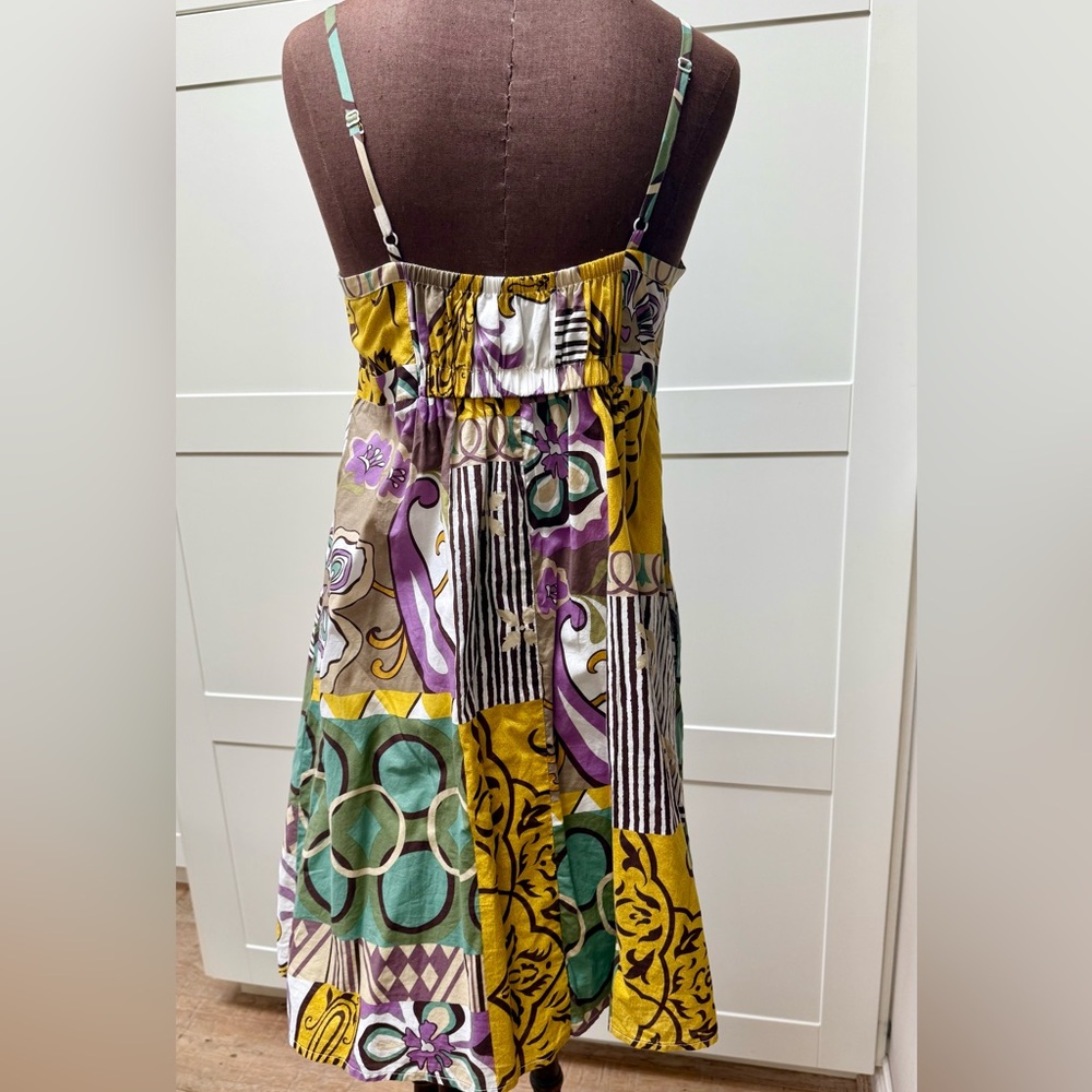 CAbi Patchwork Beaded Sundress Boho Floral Patchwork Print Sun Dress Size 6 - Picture 5 of 13